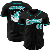 Laden Sie das Bild in den Galerie-Viewer, Uksn Individuelles Schwarz Petrol-Weiß Authentisches Baseball-Trikot
