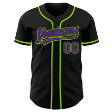 Laden Sie das Bild in den Galerie-Viewer, Uksn Individuelles Schwarz Violett-Neongrün Authentisches Baseball-Trikot
