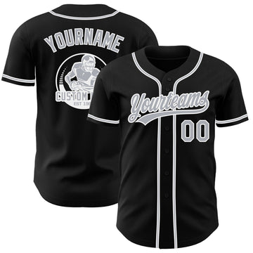Uksn Individuelles Schwarz Grau-Weiß Authentisches Baseball-Trikot