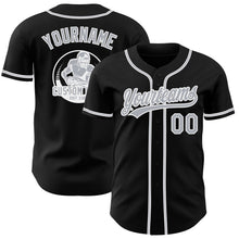 Laden Sie das Bild in den Galerie-Viewer, Uksn Individuelles Schwarz Grau-Weiß Authentisches Baseball-Trikot

