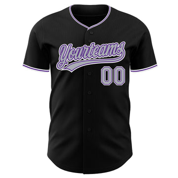 Uksn Individuelles Schwarz Grau Violett-Weiß Authentisches Baseball-Trikot
