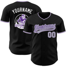 Laden Sie das Bild in den Galerie-Viewer, Uksn Individuelles Schwarz Grau Violett-Weiß Authentisches Baseball-Trikot
