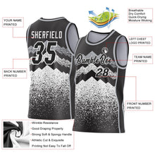 Laden Sie das Bild in den Galerie-Viewer, Uksn Individuelles Schwarz Weiß-Grau Bergspitzen-Splitter Seitenstreifen Rundhals Sublimation Basketball-Set Trikot
