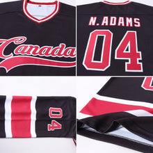 Laden Sie das Bild in den Galerie-Viewer, Uksn Individuelles Schwarz Kastanienbraun-Weiß Eishockey-Trikot
