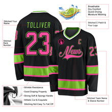Laden Sie das Bild in den Galerie-Viewer, Uksn Individuelles Schwarz Pink-Neongrün Eishockey-Trikot
