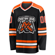 Laden Sie das Bild in den Galerie-Viewer, Uksn Individuelles Schwarz Orange-Weiß Eishockey-Trikot
