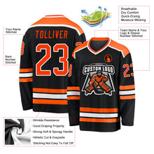 Laden Sie das Bild in den Galerie-Viewer, Uksn Individuelles Schwarz Orange-Weiß Eishockey-Trikot
