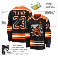 Laden Sie das Bild in den Galerie-Viewer, Uksn Individuelles Schwarz Schwarz Orange-Creme Eishockey-Trikot
