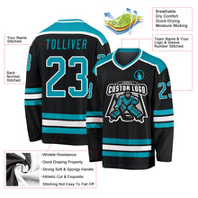 Laden Sie das Bild in den Galerie-Viewer, Uksn Individuelles Schwarz Petrol-Weiß Eishockey-Trikot
