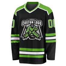 Laden Sie das Bild in den Galerie-Viewer, Uksn Individuelles Schwarz Neongrün-Weiß Eishockey-Trikot
