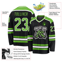 Laden Sie das Bild in den Galerie-Viewer, Uksn Individuelles Schwarz Neongrün-Weiß Eishockey-Trikot
