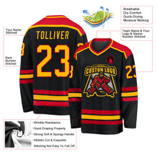 Laden Sie das Bild in den Galerie-Viewer, Uksn Individuelles Schwarz Gold-Rot Eishockey-Trikot
