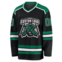 Laden Sie das Bild in den Galerie-Viewer, Uksn Individuelles Schwarz Kelly-Grün-Weiß Eishockey-Trikot
