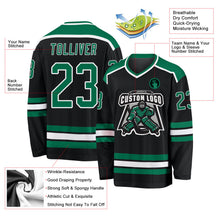 Laden Sie das Bild in den Galerie-Viewer, Uksn Individuelles Schwarz Kelly-Grün-Weiß Eishockey-Trikot
