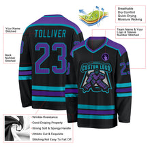 Laden Sie das Bild in den Galerie-Viewer, Uksn Individuelles Schwarz Violett-Petrol Eishockey-Trikot
