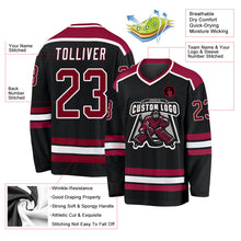 Laden Sie das Bild in den Galerie-Viewer, Uksn Individuelles Schwarz Kastanienbraun-Weiß Eishockey-Trikot
