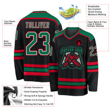 Laden Sie das Bild in den Galerie-Viewer, Uksn Individuelles Schwarz Kelly-Grün Weiß-Rot Eishockey-Trikot
