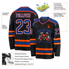 Laden Sie das Bild in den Galerie-Viewer, Uksn Individuelles Schwarz Royalblau Weiß-Orange Eishockey-Trikot
