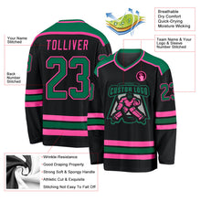 Laden Sie das Bild in den Galerie-Viewer, Uksn Individuelles Schwarz Kelly-Grün-Pink Eishockey-Trikot
