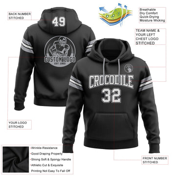 Uksn Individuelles Bestickt Schwarz Weiß-Grau Football Pullover Sweatshirt Hoodie