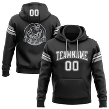 Laden Sie das Bild in den Galerie-Viewer, Uksn Individuelles Bestickt Schwarz Weiß-Grau Football Pullover Sweatshirt Hoodie

