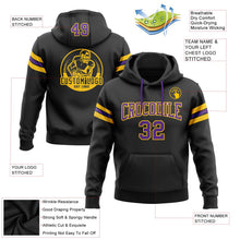 Laden Sie das Bild in den Galerie-Viewer, Uksn Individuelles Bestickt Schwarz Violett-Gold Football Pullover Sweatshirt Hoodie

