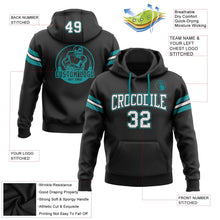 Laden Sie das Bild in den Galerie-Viewer, Uksn Individuelles Bestickt Schwarz Weiß-Aqua Football Pullover Sweatshirt Hoodie
