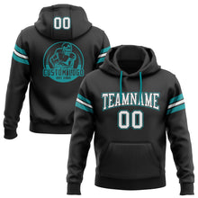 Laden Sie das Bild in den Galerie-Viewer, Uksn Individuelles Bestickt Schwarz Weiß-Aqua Football Pullover Sweatshirt Hoodie
