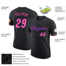 Laden Sie das Bild in den Galerie-Viewer, Uksn Individuelles Schwarz Pink-Violett Funktions-T-Shirt
