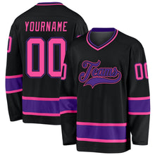 Laden Sie das Bild in den Galerie-Viewer, Uksn Individuelles Schwarz Pink-Violett Eishockey-Trikot
