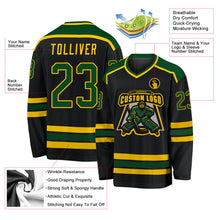 Laden Sie das Bild in den Galerie-Viewer, Uksn Individuelles Schwarz Grün-Gold Eishockey-Trikot
