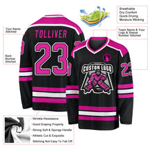 Laden Sie das Bild in den Galerie-Viewer, Uksn Individuelles Schwarz Dunkelrosa-Weiß Eishockey-Trikot
