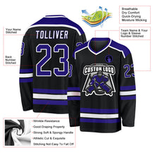 Laden Sie das Bild in den Galerie-Viewer, Uksn Individuelles Schwarz Dunkelviolett-Weiß Eishockey-Trikot
