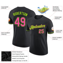 Laden Sie das Bild in den Galerie-Viewer, Uksn Individuelles Schwarz Pink-Neongrün Funktions-T-Shirt

