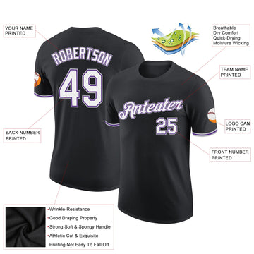 Uksn Individuelles Schwarz Weiß Violett-Grau Funktions-T-Shirt