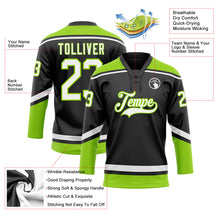 Laden Sie das Bild in den Galerie-Viewer, Uksn Individuelles Schwarz Weiß-Neongrün Eishockey-Trikot mit Schnürkragen
