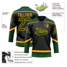 Laden Sie das Bild in den Galerie-Viewer, Uksn Individuelles Schwarz Grün-Gold Eishockey-Trikot mit Schnürkragen
