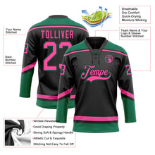 Laden Sie das Bild in den Galerie-Viewer, Uksn Individuelles Schwarz Pink-Kelly-Grün Eishockey-Trikot mit Schnürkragen
