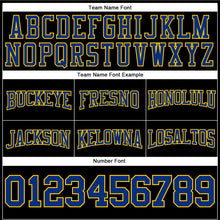 Laden Sie das Bild in den Galerie-Viewer, Uksn Individuelles Bestickt Schwarz Royalblau-Gelb Football Pullover Sweatshirt Hoodie
