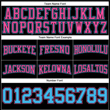 Laden Sie das Bild in den Galerie-Viewer, Uksn Individuelles Bestickt Schwarz Himmelblau-Pink Football Pullover Sweatshirt Hoodie
