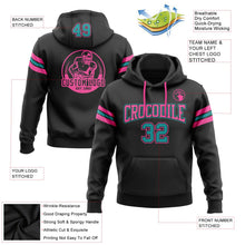 Laden Sie das Bild in den Galerie-Viewer, Uksn Individuelles Bestickt Schwarz Petrol-Pink Football Pullover Sweatshirt Hoodie
