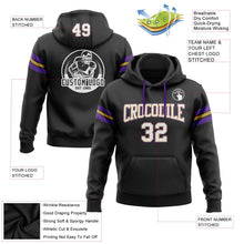 Laden Sie das Bild in den Galerie-Viewer, Uksn Individuelles Bestickt Schwarz Weiß Altgold-Violett Football Pullover Sweatshirt Hoodie
