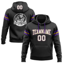 Laden Sie das Bild in den Galerie-Viewer, Uksn Individuelles Bestickt Schwarz Weiß Altgold-Violett Football Pullover Sweatshirt Hoodie
