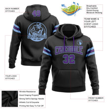 Laden Sie das Bild in den Galerie-Viewer, Uksn Individuelles Bestickt Schwarz Violett-Hellblau Football Pullover Sweatshirt Hoodie
