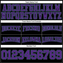 Laden Sie das Bild in den Galerie-Viewer, Uksn Individuelles Bestickt Schwarz Violett-Hellblau Football Pullover Sweatshirt Hoodie
