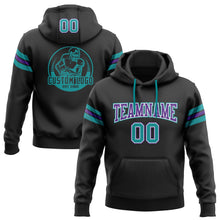 Laden Sie das Bild in den Galerie-Viewer, Uksn Individuelles Bestickt Schwarz Petrol-Violett Football Pullover Sweatshirt Hoodie
