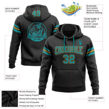 Laden Sie das Bild in den Galerie-Viewer, Uksn Individuelles Bestickt Schwarz Petrol-Altgold Football Pullover Sweatshirt Hoodie
