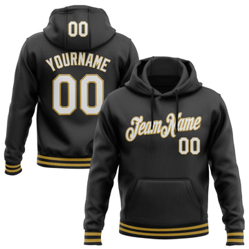 Uksn Individuelles Bestickt Schwarz Weiß-Altgold Sport Pullover Sweatshirt Hoodie