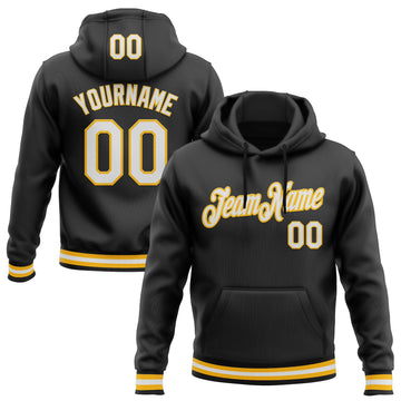 Uksn Individuelles Bestickt Schwarz Weiß-Gold Sport Pullover Sweatshirt Hoodie