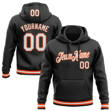 Uksn Individuelles Bestickt Schwarz Weiß-Orange Sport Pullover Sweatshirt Hoodie
